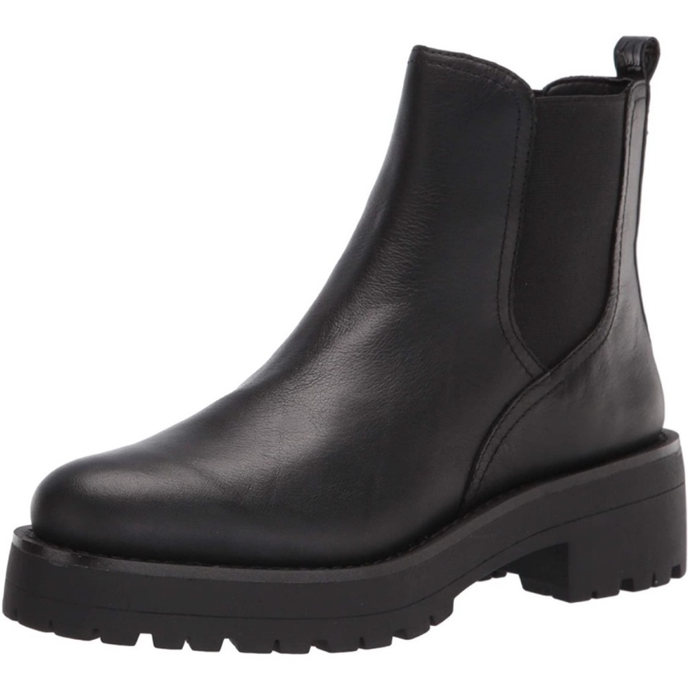 Sam Edelman Justina Black Leather Lug Sole Chelsea Boots